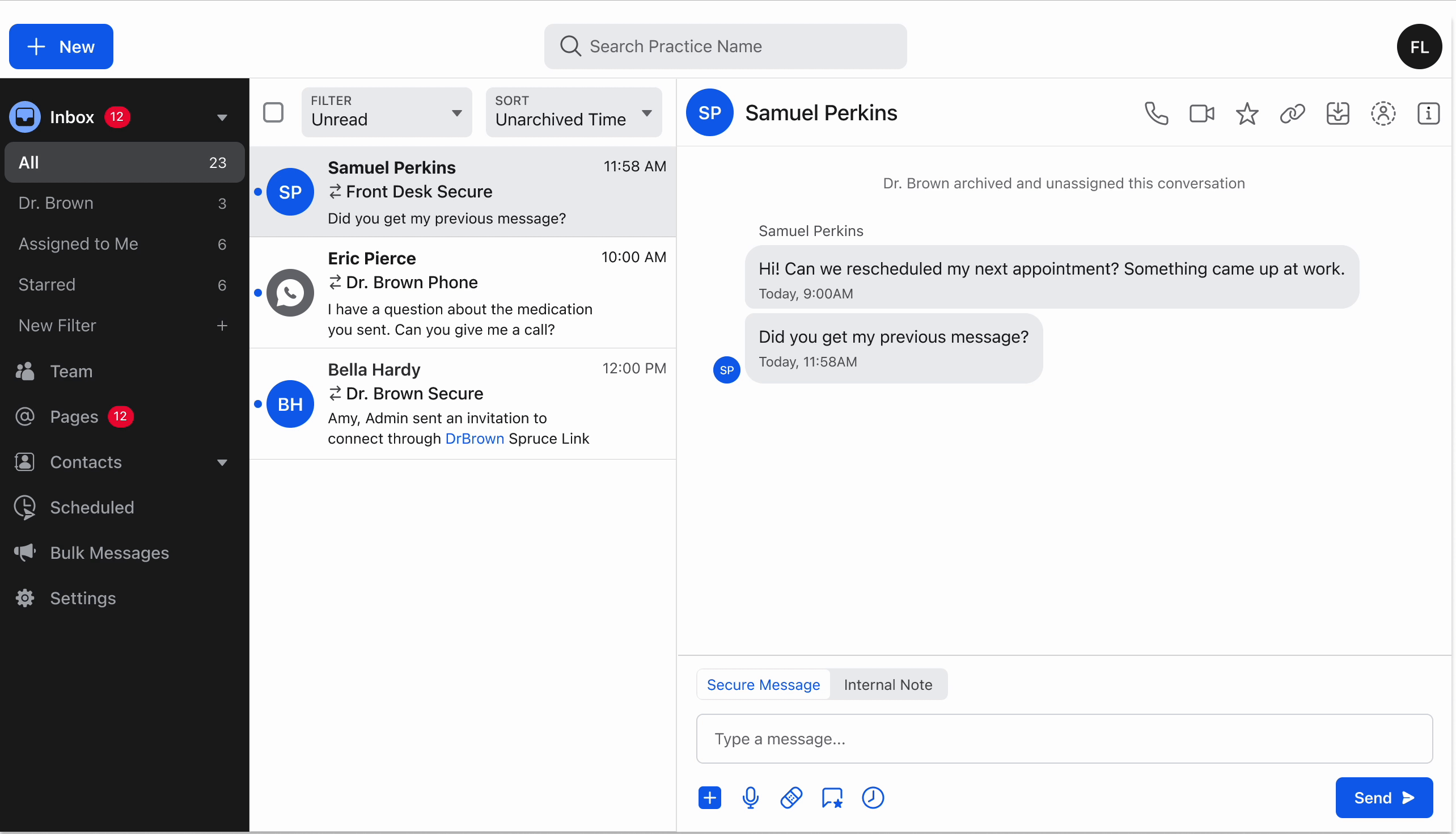 GIF of Spruce on the web that shows changing the filter option to Unread and the sort option to Unarchived Time