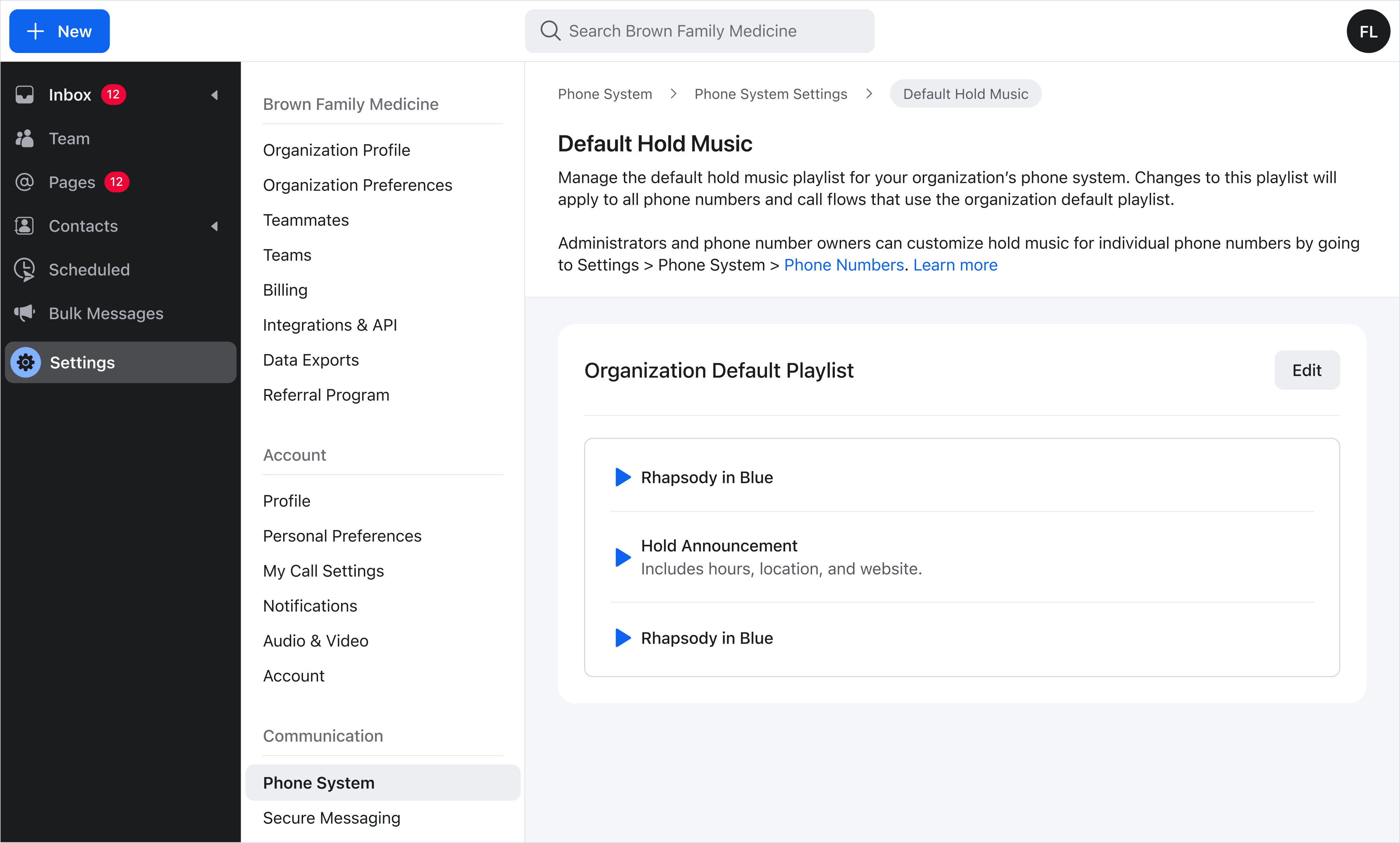 Default Hold Music page on Spruce