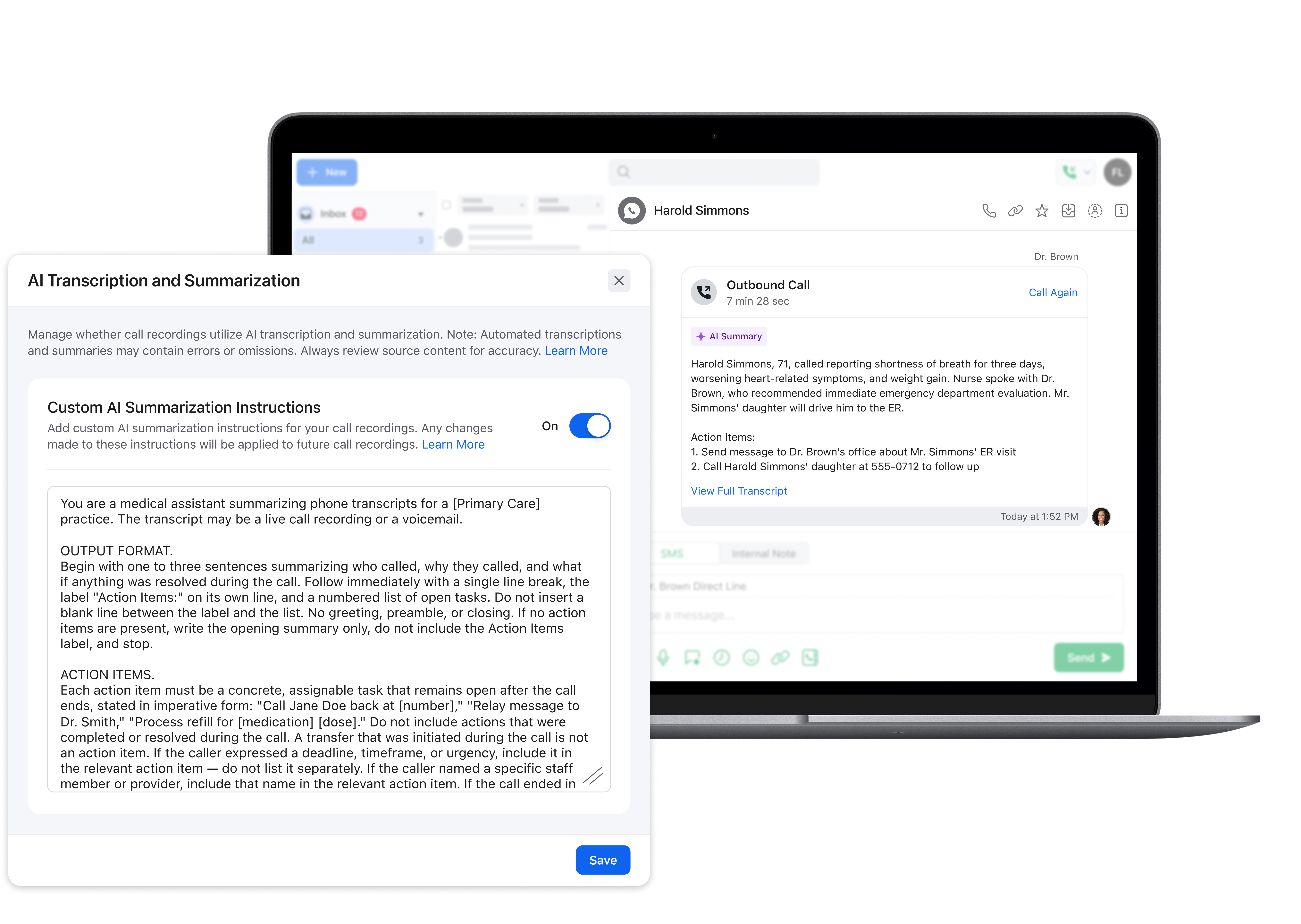AI Summary Custom Instructions with ACTIONS Conversation View.png