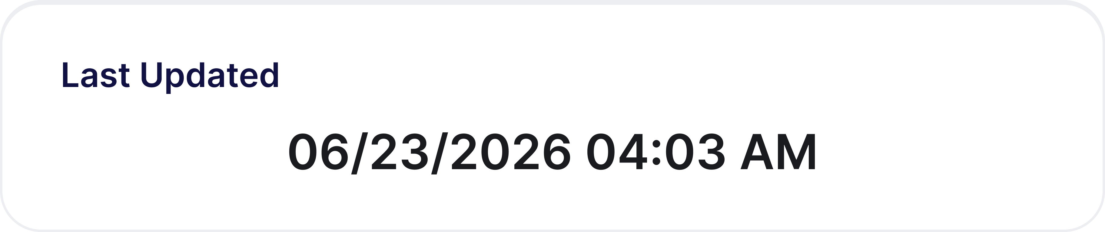 Card showing the date and time the dashboard data was last updated.