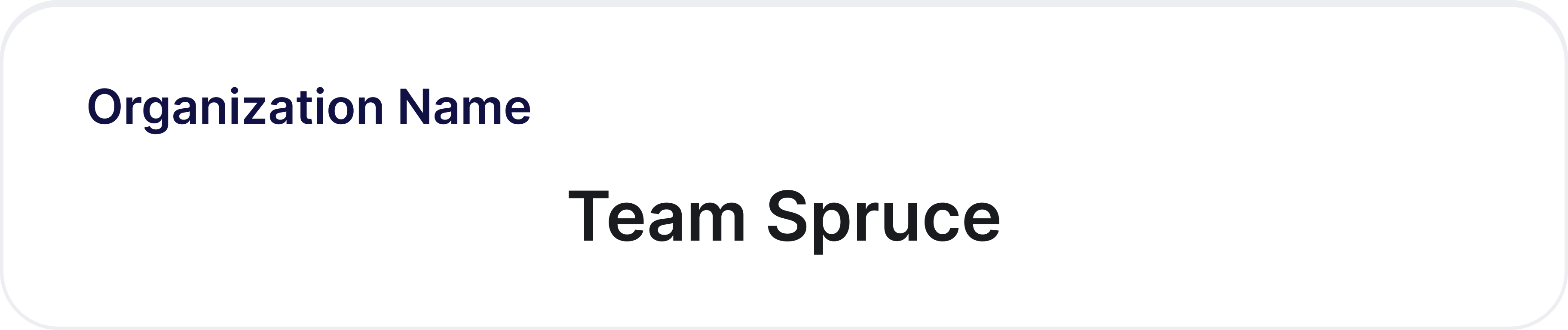 Card showing the organization's name on Spruce.